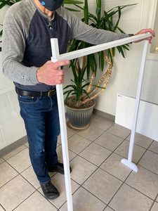 Sneeze Guard Floor Mount 1 Man assembling divider