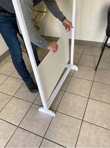 Sneeze Guard Floor Mount 2 Man assembling divider
